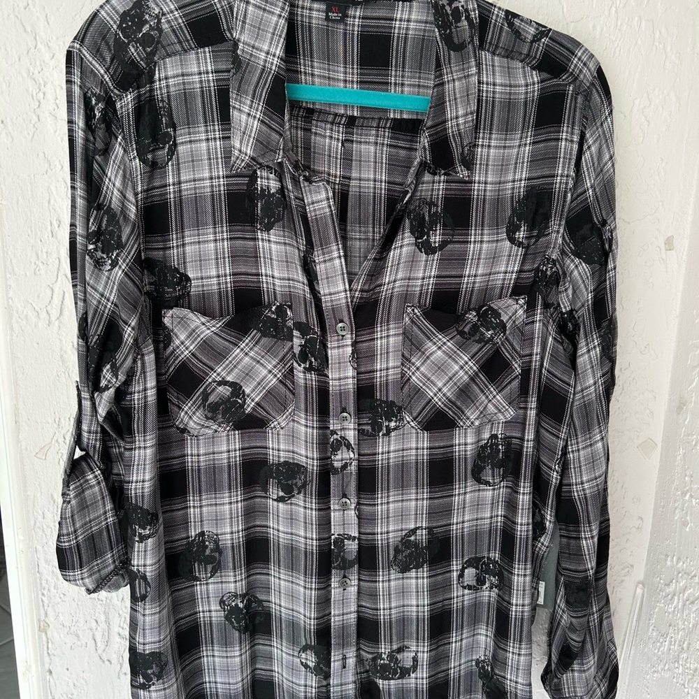 Rock & Republic Black and White Plaid Shirt